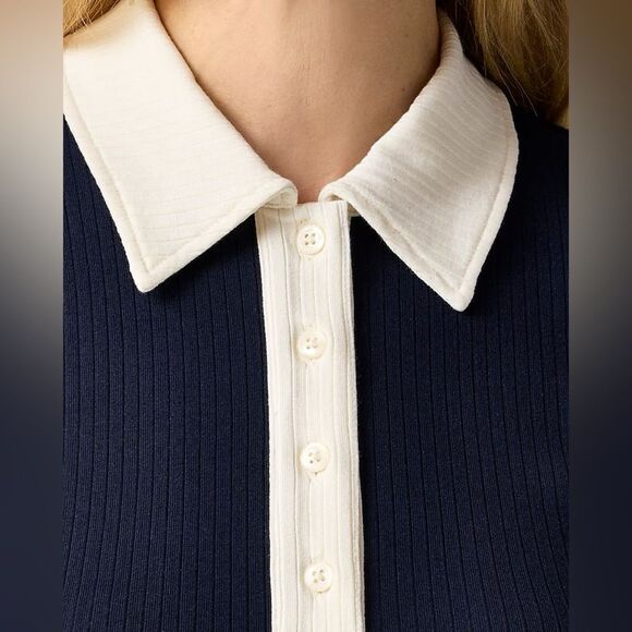 NWT J CREW Premium rib short-sleeve polo shirt in navy - Picture 4 of 7
